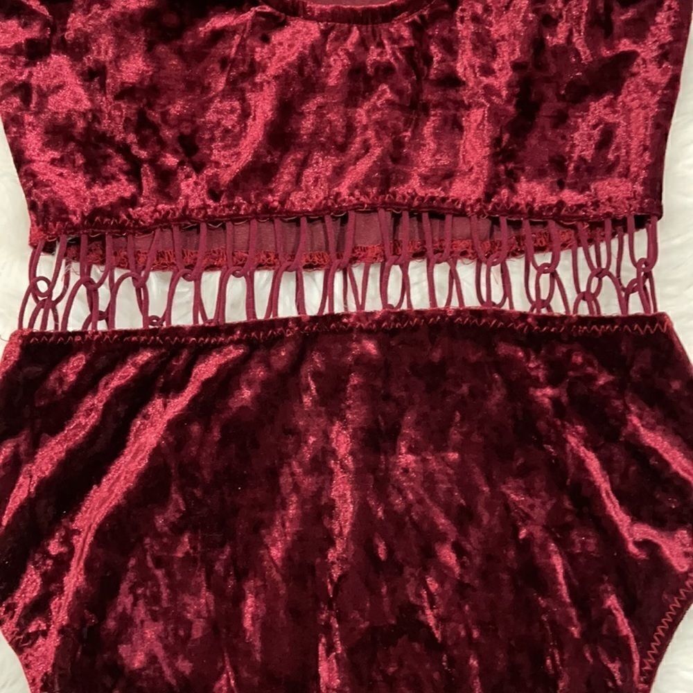 STARING At Stars Crushed Velvet Cutout Bodysuit M - Picture 8 of 15